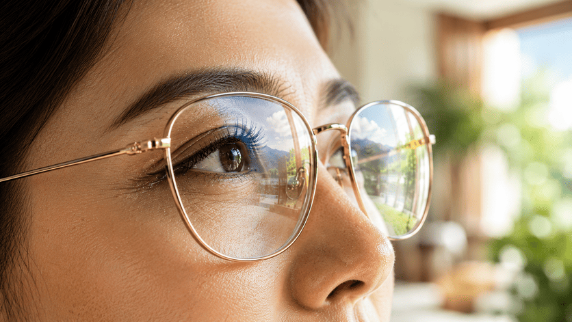 woman-wearing-rose-gold-glasses-clear-vision
